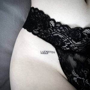 Intimate tattoo in the pubic zone