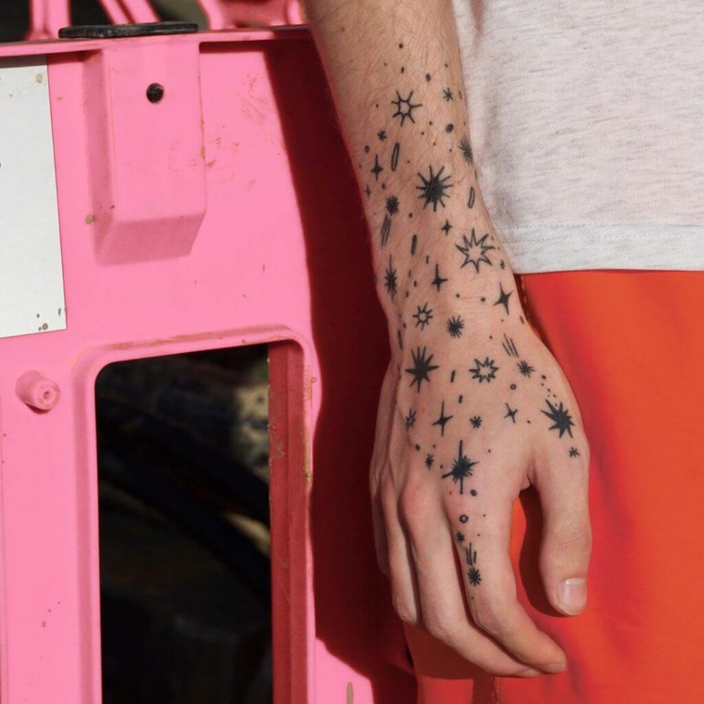 Black Stars tattoo on the right hand