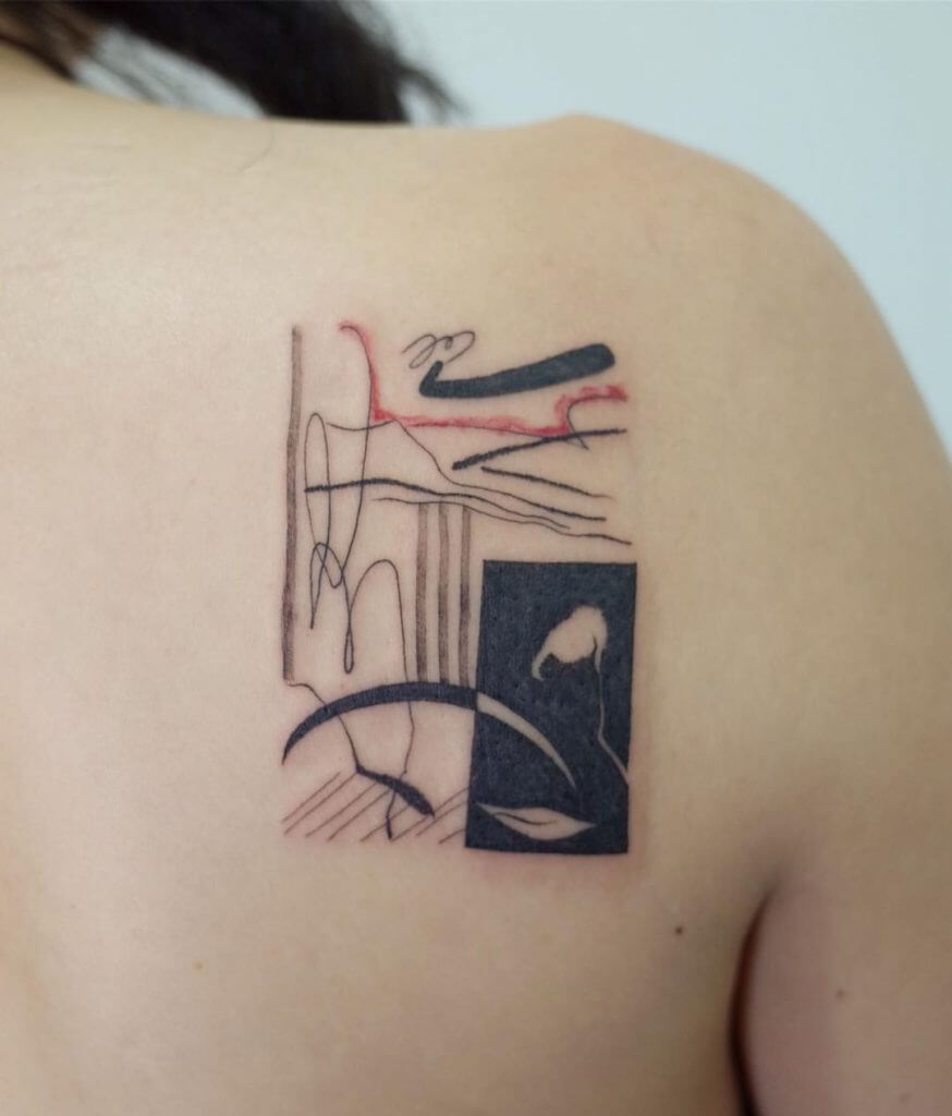 Abstract tattoo on the back