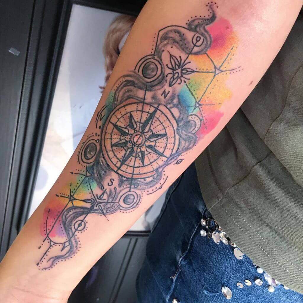 40 Watercolor Compass Tattoo Designs For Men  Cool Ideas