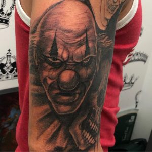 A clown tattoo