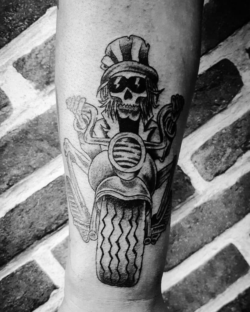 SkeletonMotorcycle flames Traditional Tattoo by KeelHa  Flickr