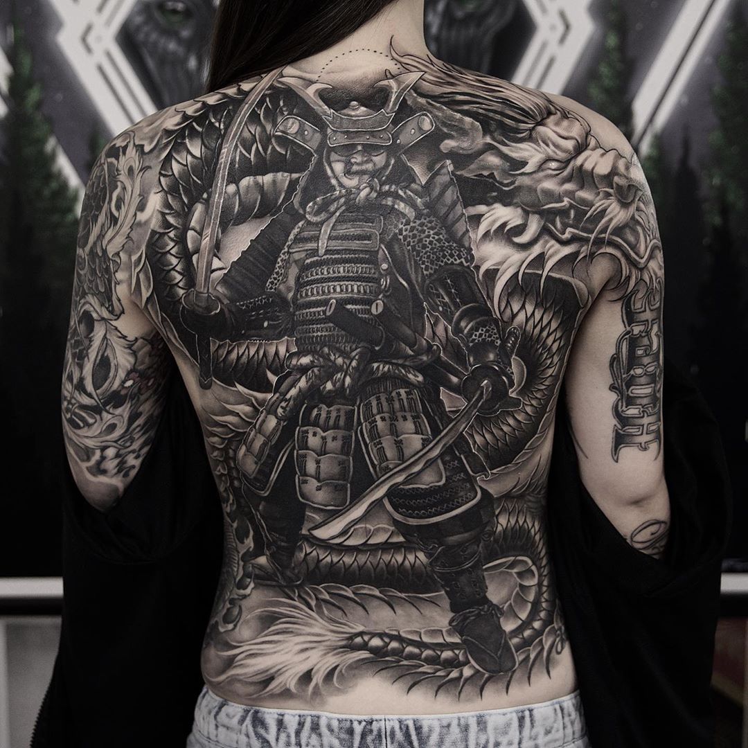 Samurai  Back Tattoo  Tatuagem Desenhos para tatuagem masculino  Tatuagens