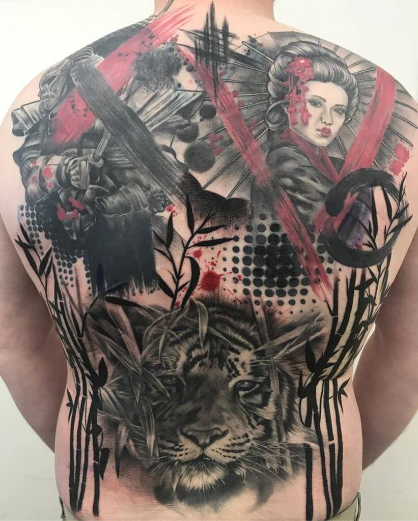Back samurai tattoo