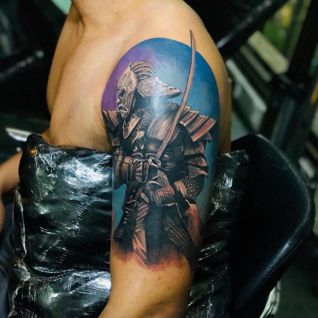 Color arm samurai tattoo