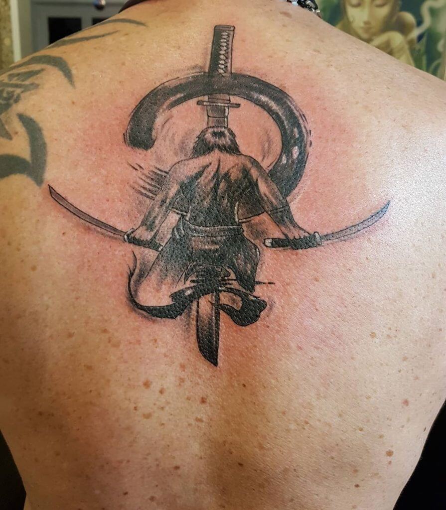 Black back samurai tattoo