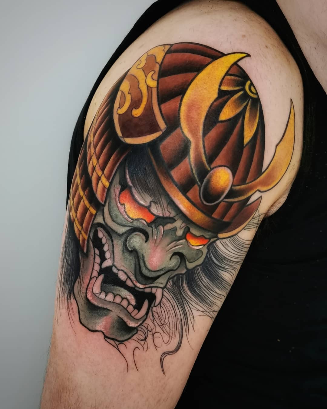 samurai helmet tattoo