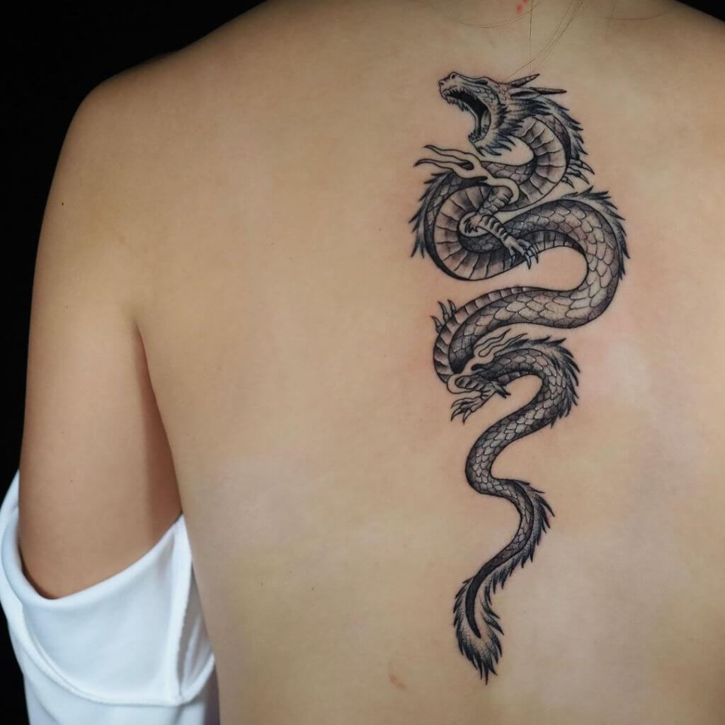 Dragon tattoo on the back