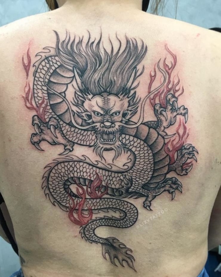 Dragon tattoo on the back