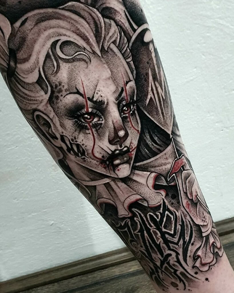 If you are not scared of them, here are some interesting Clown tattoos for you