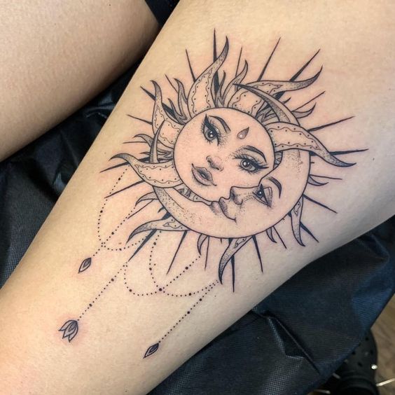 Awesome Sun and Moon tattoos for women