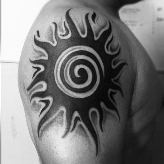 Tribal Black Sun Tattoos For Men