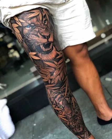 33 Coolest Leg Tattoos for Men  Vivid Ink Tattoos