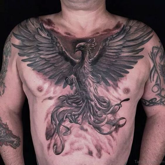 If you are tattoo lover you have to see those chest phoenix tattoos