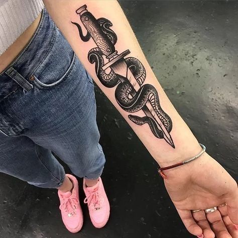 It does not matter if you are male or female snake tattoo will look special on your forearm