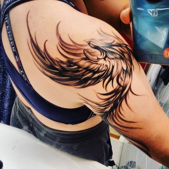 Placing a phoenix tattoo on your shoulder can be extremely magical idea