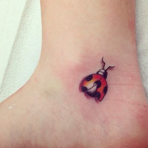 Practical ankle tattoo of ladybug 2