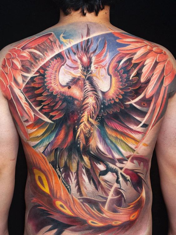 Use your back to get really memorable phoenix tattoo