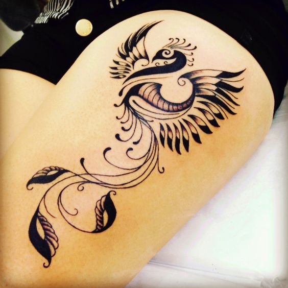 Your leg can dominate with a phoenix tattoo