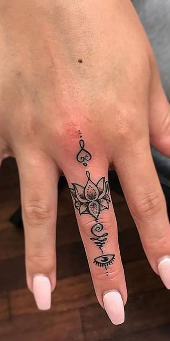 Unalome Temporary Tattoos Lotus Flower Om Symbol Third Eye  Etsy