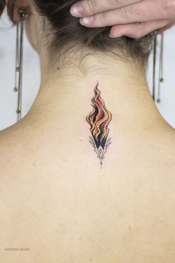flame back tattoos for women