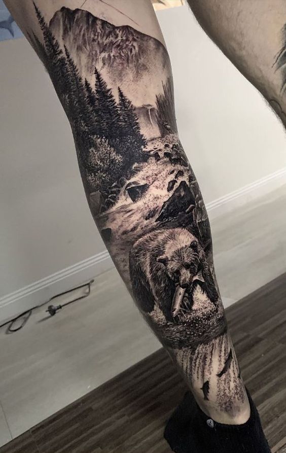 70 Waterfall Tattoo Designs For Men  Glistening Ink Ideas  Татуировка с  медведем Татуировки медведя Татуировки рук ава
