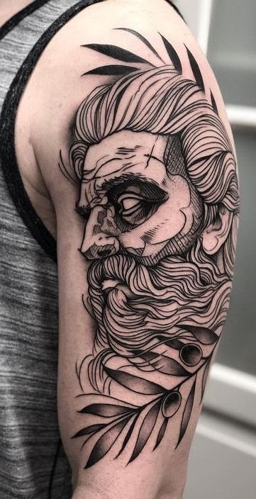 Black and Grey Zeus Tattoo Idea  BlackInk
