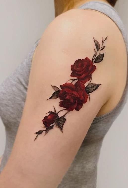 Black rose Upper arm tattoo  Arm sleeve tattoos for women White rose  tattoos Rose tattoos for women