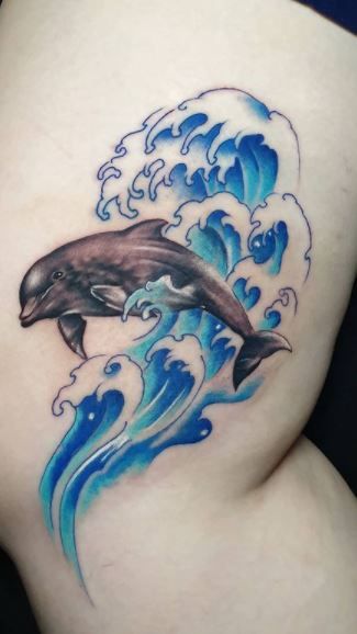 Colored Dolphin Tattoos Designs
