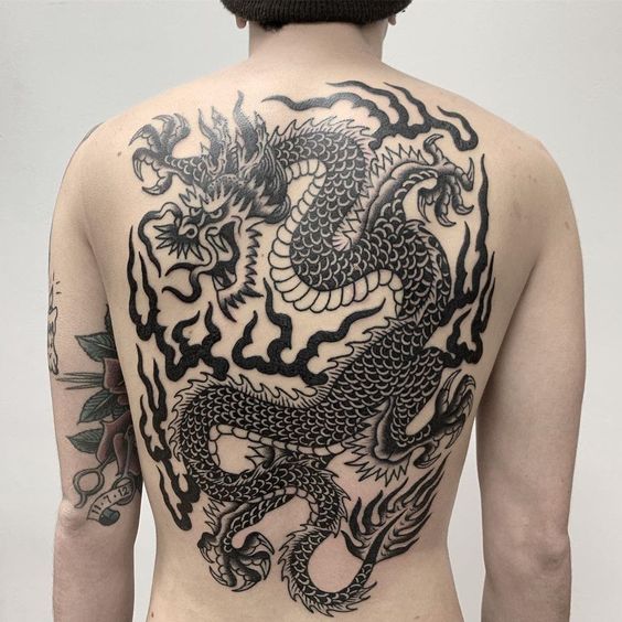 My finished dragon back piece done by Jedidia at Element Tattoo in San  Antonio. : r/tattoos