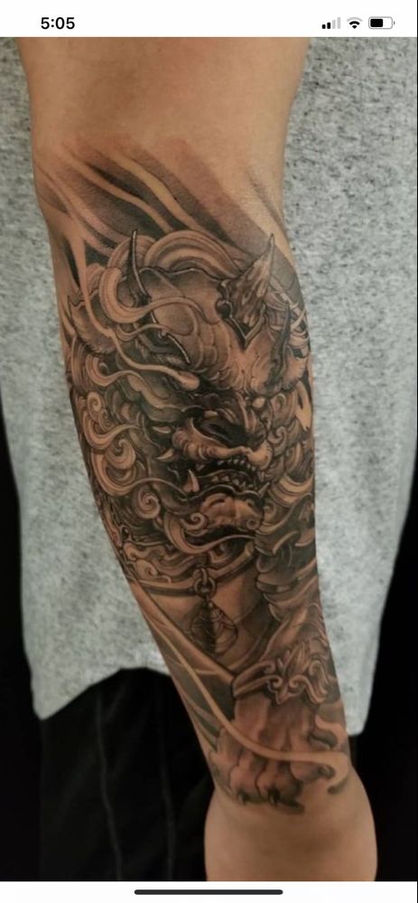 Foo Dog Tattoo by Travis Greenough TattooNOW
