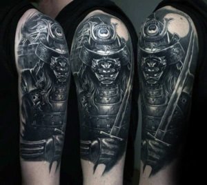 Here are some interesting Oni mask samurai tattoos everybody will admire 5