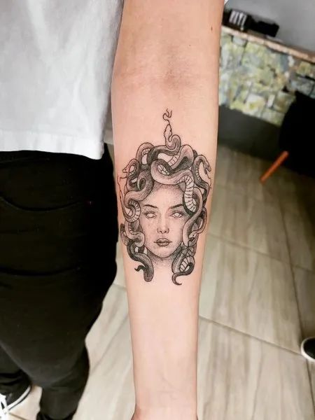 Two Guns Tattoo Bali  Greek Mythology Theme Poseidon x Medusa  Forearm  Sleeve Done by Adrian  Facebook