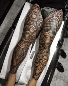 Inspiring full leg mandala tattoos 4