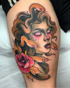 Neo traditional tattoo style can be good approach for medusa tattoo 1