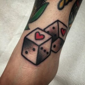 Old school dice tattoo designs and ideas 3