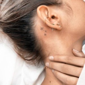 Perfect ideas to consider for stars tattoo behind ear 4