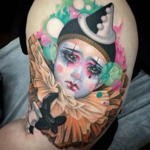 Sad clown face can be interesting tattoo 3