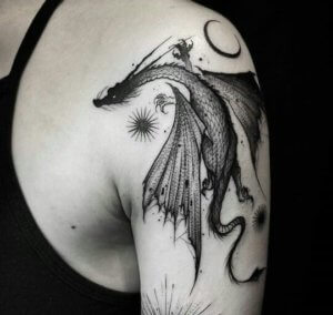 Shoulder can be impressive place for dragon tattoo 2