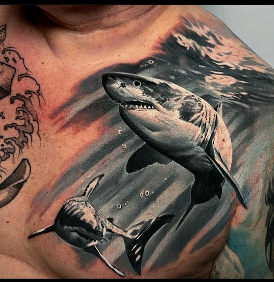 Great White Shark Shark Tattoo  Great White Shark Temporary  Etsy
