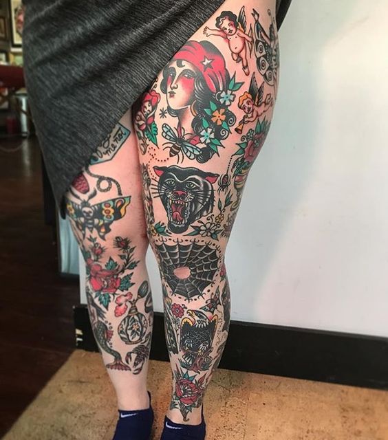 Sometimes the best you can do is to stick a tradition – traditional full leg tattoos