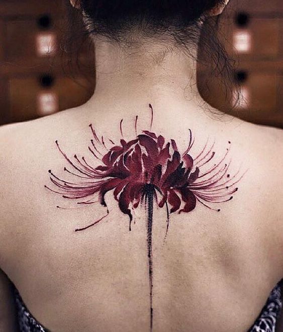 Spider lily flower tattoo  彼岸花刺青  紀念逝去的親人  Hình xăm Xăm Hình xăm hoa