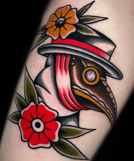 Traditional plague doctor tattoos can look awesome