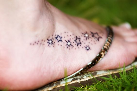 Walk on with the stars with foot stars tattoo