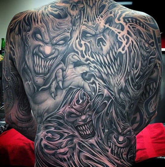 New York Tattoo  Evil  evil demon tattoo tatuaż polskichłopak  darktattoo ink realism kraków cracow mask blackwork chesttattoo   Facebook