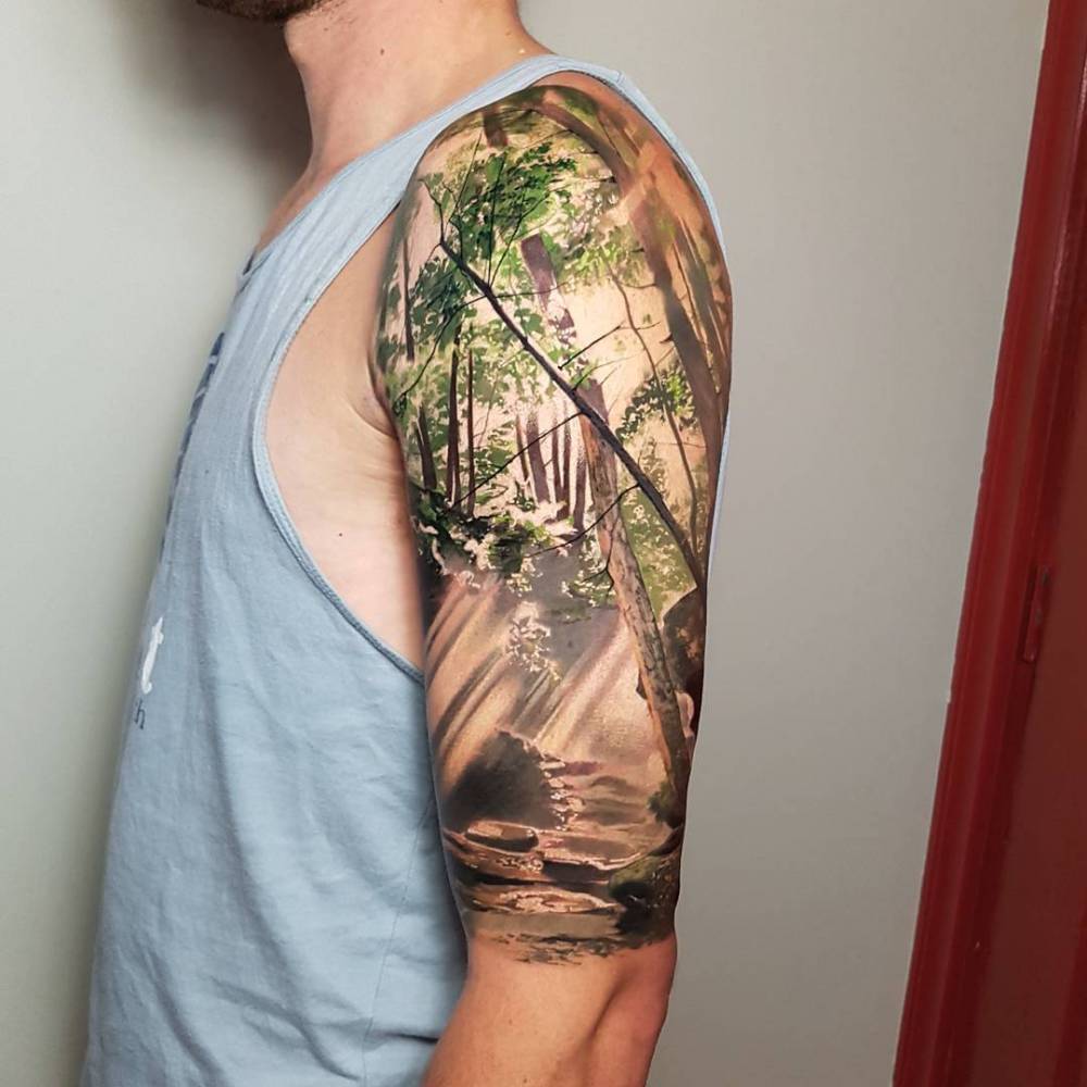 Why not check some of these fascinating forest arm tattoo