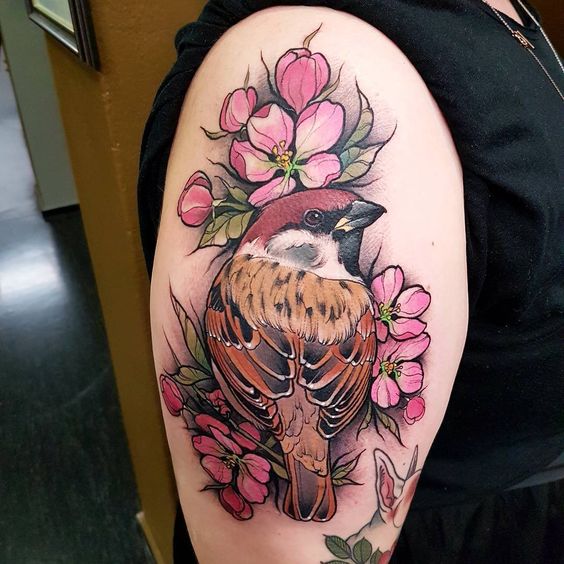 Why not check these 10 adorable realistic sparrow tattoo ideas