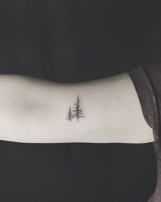 Minimalist Pine Tree Tattoo: Symbol of Serenity & Strength