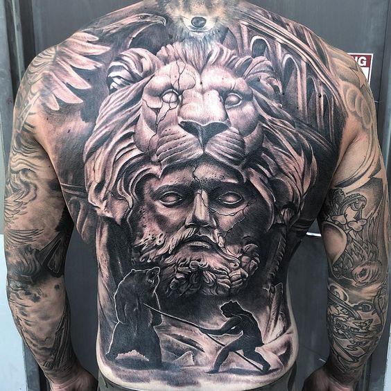 Tattoo uploaded by Angelo Ace  Hercules with lion head done by Chris James  at Nevermore Ink in New Jersey hercules lion sleeve freshink  Tattoodo