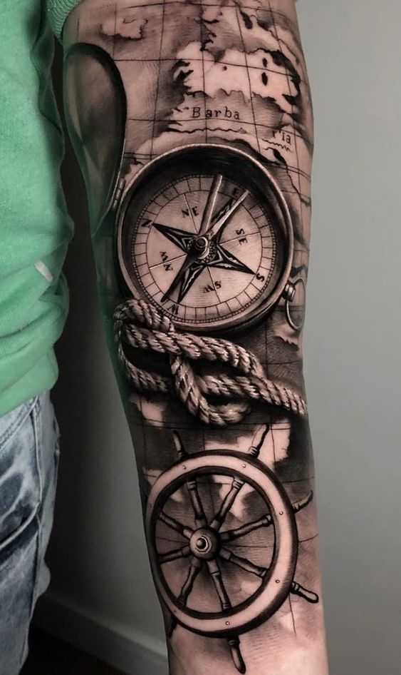 10 Perfect proposals of compass tatttoo for men 9